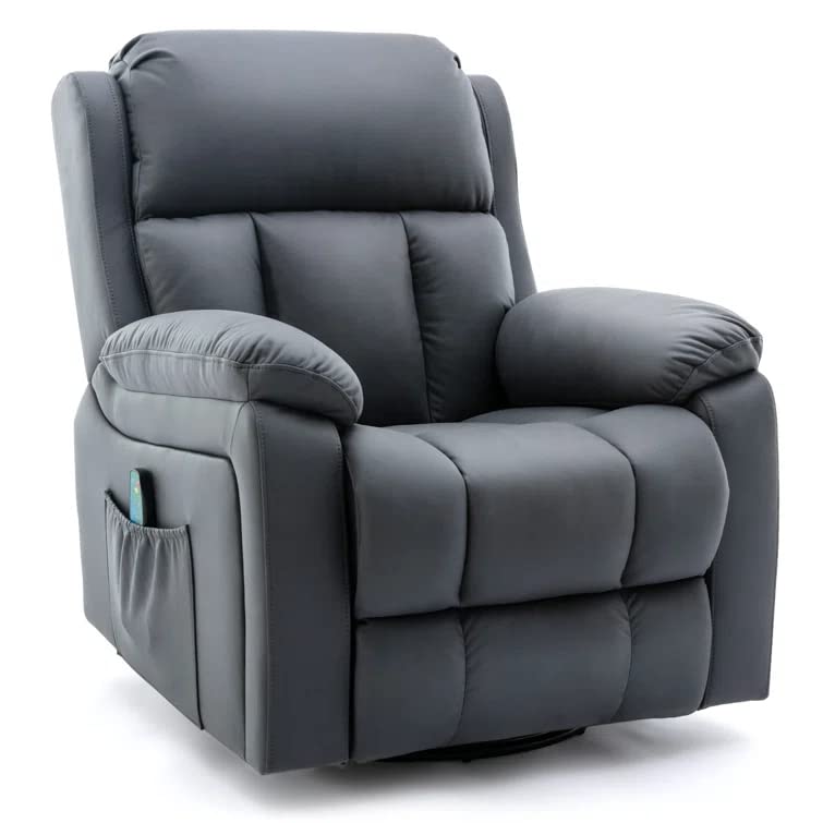 ZXI Electric Power Lift Recliner Chair for Elderly with Massage and Heat, Fabric Lift Recliner Chairs for Seniors, Remote Control, 3 Positions, USB Ports for Home Living Room (Grey Blue)