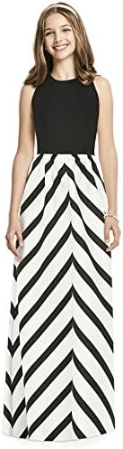Alivedre Stripe Junior Bridesmaid Dress Big Girl Holiday Party Easter DressUS 12Black White