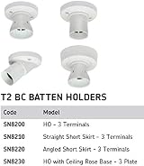 Knightsbridge SN8230T2 HO BC Batten Holder White 3-Plate Ceiling Rose view 2