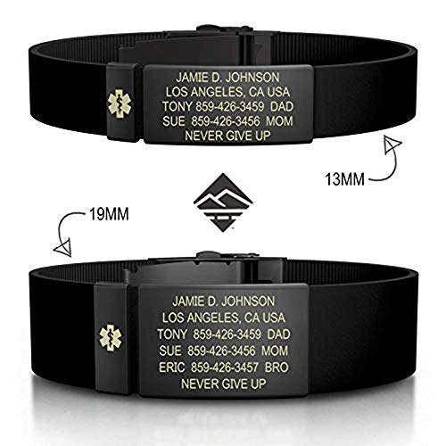 Road ID Personalized Medical ID Bracelet - Premium ID Wristband with Medical Alert Badge - Silicone Clasp - Thumbnail 6