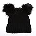 Epoch Women's Winter Chunky Knit Double Pom Pom Beanie Hat with Hair Tie.