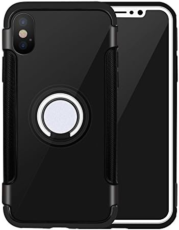 Hotwiner iPhone X Case with Grip Ring Holder，360 Degree Roation Finger Ring Defender Protective Cover Case With Stand Function ，Kickstand Case With Vehicle Function For Iphone X (Black)