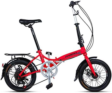 Yunyisujiao Folding Bicycle 16 Inch Men And Women Models Lightweight Folding Bike Bicycle Adult Mini Speed Car Double Disc Brake Folding Bicycle (Color : ORANGE, Size : 150 * 30 * 96CM)