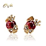 Onairmall Crown Diamond Small Gold Skeleton Head Skull Stud Earrings for Girls Women Fashion Jewelry