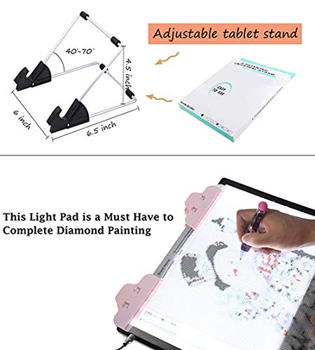 SanerDirect Diamond Painting A4 Light Pad, 2nd-Generation Ultra-Thin Tracing Light Board, USB Powered Adjustable Brightness Light Board with Clips, Stand