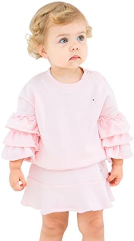 100% Cotton Solid Baby Girls Knit Skirt Set Princess Girl Flare Sleeve Pullover Winter Sweatshirt Baby Two Piece Set