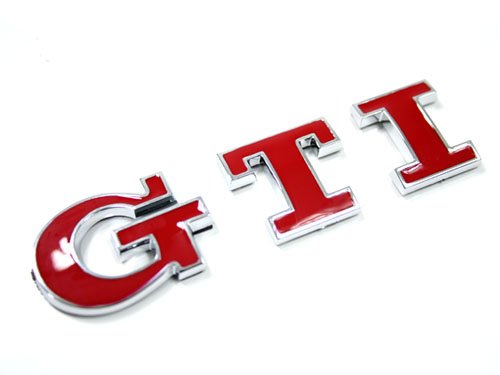 VW GTI TRUNK EMBLEM BADGE - RED W/CHROME TRIM