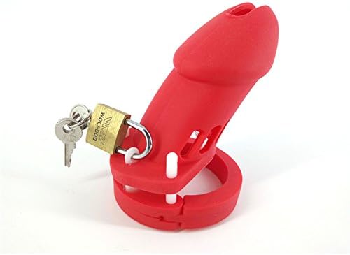 REDQIN Male's Silicone Device Control cage with 5 Rings (Red)