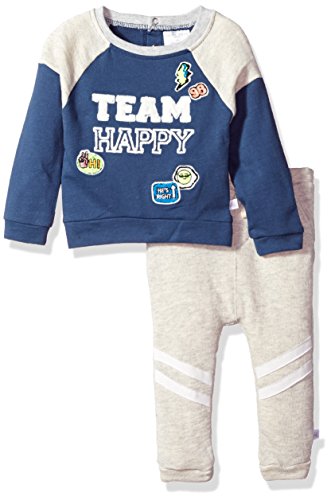 Baby Boys Team Happy 2 Piece Set, Navy, 24M