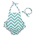 Wave Floral Ruffles Baby Girl Costumes Rompers Dress Swimsuits with Headband (0-1 Year,Green)