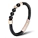 ZD-jewelry Mens Bracelets Genuine Leather and Natural Agate Beads Stainless Steel Buckle, Bead Leather Bracelet for Men (8.5 inch)