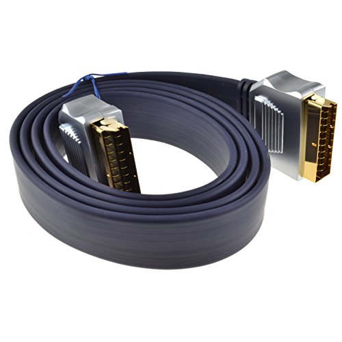 Kenable PURE OFC HQ Scart Cable FLAT Lead Metal Ends 1.5m (~5 feet)