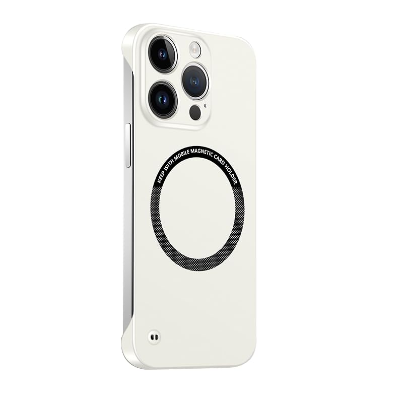 Doulings Frameless Magnetic Series Designed for iPhone 16 Pro Max Case[Compatible with MagSafe] Borderless Ultra Thin Slim Fit,Lightweight Minimalist Hard PC Yet Protective Shockproof Cover,White