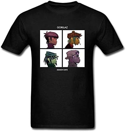 Vallowa Fashion Mens Gorillaz Demon Day Short-Sleeve Inspired T-Shirt Black
