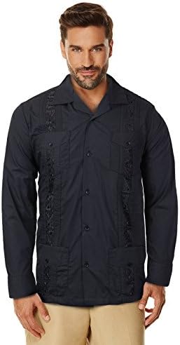 Maximos USA Guayabera Men's Cuban Beach Wedding Long Sleeve Button-up Casual Dress Shirt