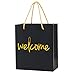 Crisky Welcome Black Gold Gift Bags for Wedding Hotel Guests, Birthday, Baby Shower, Party Favors, Set of 25