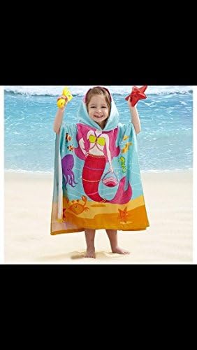 Girls Velour soft Princess Mermaid Hooded Beach Bath Towel Kids Toddler Pool Vacation Camping Cover up Wrap hood