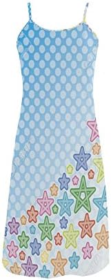 Abbie Miller Five-pointed Star Custom Women's Polyester Casual Slip Dress Colorful