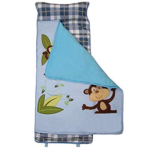 SoHo New Playful Monkey nap mat for Toddler Preschool Day Care with Pillow Lightweight Rolled nap mats