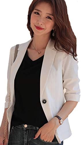 Showlovein Women’s Tailored Blazer, Formal Coat, Work, School Entrance Ceremony, Graduation Ceremony, 3/4 Sleeves, Spring, Summer, Autumn, Women’s Suit, Short Jacket