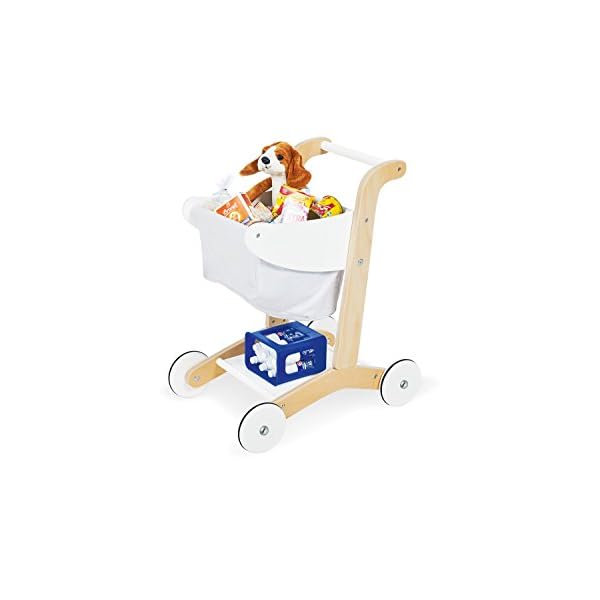PINOLINO Einkaufswagen Erna, aus Holz, Höhe des Schiebegriffs 50 cm, für Kinder ab 3 Jahren geeignet Transparent
