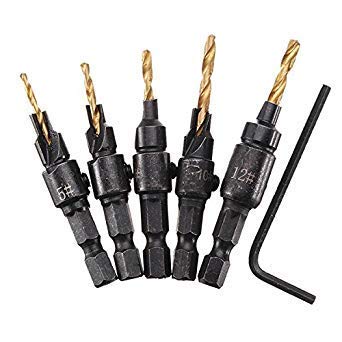 Generic Countersink Drill Bit Set Tapered Stop Collar Wood Hole Screw Kit