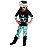 GBSELL 2PCS Toddler Kids Baby Girls Boss T-shirt Dress+ Long Pants Clothes Set (Black, 3T)