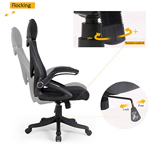 BERLMAN Ergonomic High Back Mesh Office Chair with Adjustable Armrest