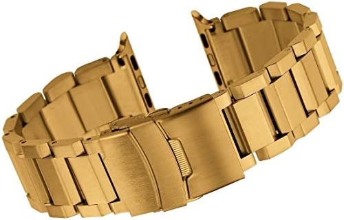 Daptsy Watch Bands Compatible Men's Apple Watch Band 42mm Brushed Stainless Steel iWatch 38mm Heavy Type Solid Links