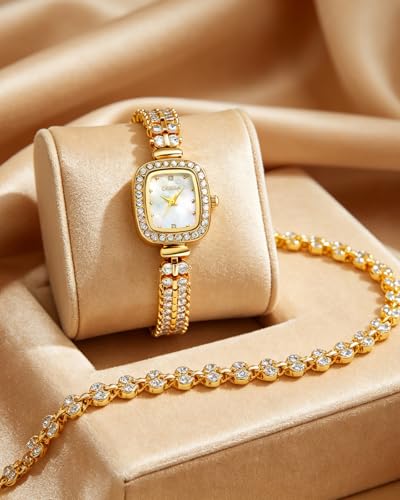 CIVO Women's Watch Small Analogue: Waterproof Rectangular Dial Wristwatches with Stainless Steel Silver Gold Strap – Elegant Gift for Women Anniversary Birthday Gift