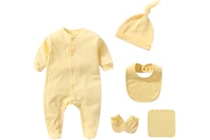 CHAMIE Newborn Boy Girl Clothes Sets Cotton Long Sleeve Romper Jumpsuits Unisex Outfits With Baby Mittens Hats Gloves