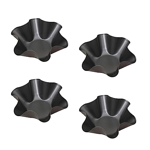 Tortilla Pan Set - 4pcs Non-Stick Carbon Steel Taco Salad Bowl Makers Tortilla Shell Pans, Tostada Bake Taco Shells, Flower-shaped Baking Mold Kitchen(Black 4pcs) (16.5x 7.5x 6cm)