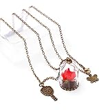Beauty and the Beast Rose Necklace for Girls Glass Vial Necklace Jewelry Festival Gifts by WOFO(Red)