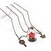 Glass Vial Necklace Jewelry Beauty and the Beast Rose Necklace Festival Gifts By WOFO(Red)