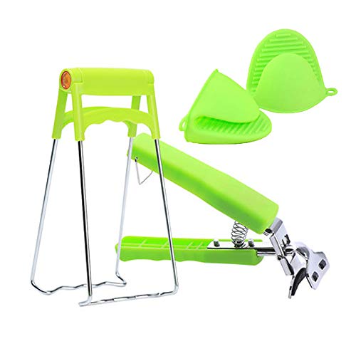 DEJUHUI US Bowl Clip+ Plate Gripper + Heat Resistant Silicone Cooking Pinch Mitts Grips, Stainless Steel Folding Retriever Lifter Tongs For Hot Dishes,Plates, Bowl Instant Pots Crockery Holder Clamp
