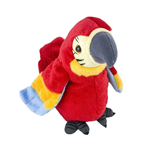 Talking Parrot Toy-Electronic Animal Plush Toy/Mimics and Repeats After Words&Sounds/ Special Gift for Kids , Birthdays, Christmas by BEAUTYGOD (red)