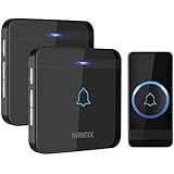 Wireless Doorbell, AVANTEK D-3B Waterproof Door Chime Kit Operating at over 1300 Feet with 2 Plug-In Receivers, 52 Melodies, CD Quality Sound and LED Flash