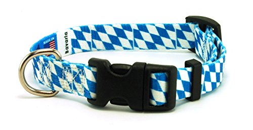 Bavaria Bavarian Flag Dog Collar for Small, Medium, or Large Dogs by PatriaPet (Xsmall: 7.5-11 in.)