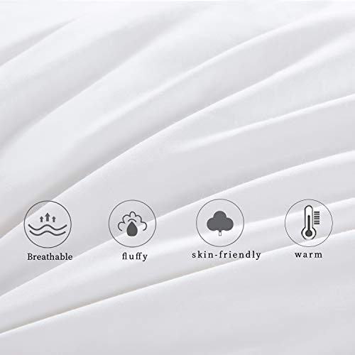 Hombys 120x98 Oversized King Feather and Down Comforter, White Pinch Pleat Thick California Cal