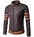 WSLCN X Men Vintage Faux Leather Motorcycle Jacket Brown US M (Asian XXL)