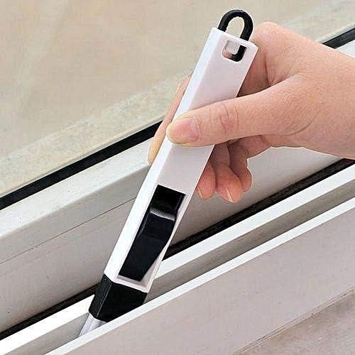 RACHEES Corners and Edges Dust Cleaning Plastic Brush for Window Frame, Keyboard with Mini Dustpan (Medium Size, Black)