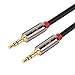 Aux Cord Stereo Audio Cable-SHD 3.5mm Auxiliary Audio Cable for Car PC Tablet Phone and MP3 player-24K Gold Plated Step Down Design Metal Connectors-10Feet Black