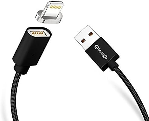 Elough E04 Magnetic USB Data Sync Fast Charging Braided Cable Connector Charger for iPhone 5, 5c, 5s, SE, 6, 6 Plus, 6s, 6s Plus, 7,7 Plus, 8,iPad, iPad mini, iPad pro, iPod (Black)