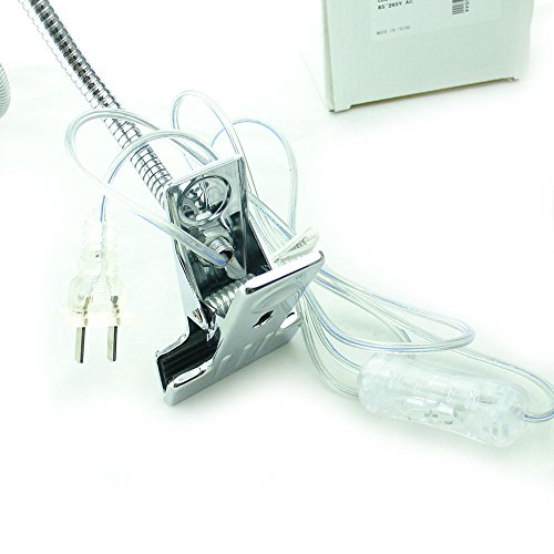 QUANS 5W 3 Colors LED COB Clip on Light Silver 19.68 INCH 50 cm Tube Desk Flexible Table Bed Lamp Work Home Design Lighting 110V 220V 85V - 265V AC with US Plug Switch on Off 500LM (Silver) - Thumbnail 5