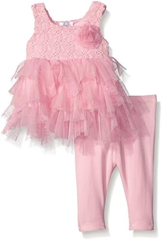 Amy Coe Baby Girls' Crochet Flower Legging Set, Cotton Candy, 6-9 Months