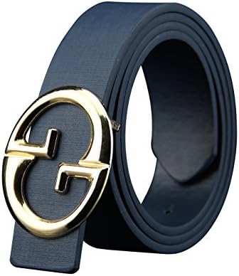 ALAKA Double G Letter Metal Buckle Mens Belt (Blue)
