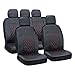 Big Hippo Car Seat Covers,Airbag Compatible Leather Seat Covers Full Set with 5 Detachable Headrests for Car, Truck, SUV, or Van - Universal Fit 50/50 60/40 Split Bench(Black & Red)
