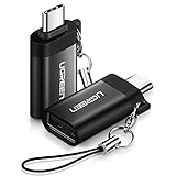 UGREEN USB C Adapter 2 Pack Type C to USB 3.0 Adapter Compatible for MacBook Pro 2017 2016, Samsung Galaxy S9 S8 Plus S10 Note 9 8, LG G7 V20 G5 G6 V30, Nexus 6P 5X, Google Pixel 2 XL, with Keychain