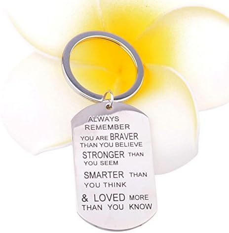 Yicai Always Remember You Are Braver Than You Believe Keychain Keyring Inspirational Gifts