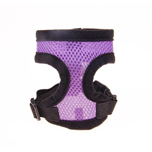 Puppy Harness,Neartime Breathable Pet Harness Adjustable Doggy Chest Strap Soft Leash Set (XS, Purple) - Thumbnail 2